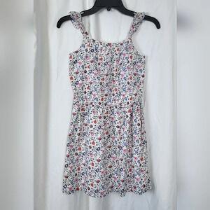 Gap Kids Girls White Pink Floral Print Cotton Flutter Spring Summer Dress Size L